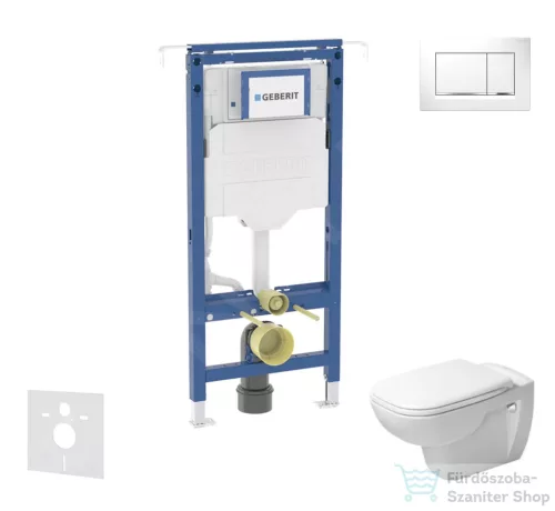 Geberit Duofix falra szerelhető WC szett, Duravit D-Code rimless WC soft close ülőkével, Geberit Sigma 30 fehér/króm nyomólappal SANI11CP3105