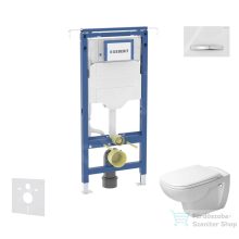  Geberit Duofix falra szerelhető WC szett, Duravit D-Code rimless WC soft close ülőkével, Geberit Sigma 50 alpesi fehér/króm nyomólappal SANI11CP3106