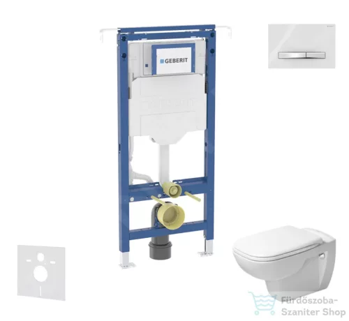 Geberit Duofix falra szerelhető WC szett, Duravit D-Code rimless WC soft close ülőkével, Geberit Sigma 50 alpesi fehér/króm nyomólappal SANI11CP3106