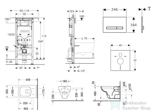 Geberit Duofix falra szerelhető WC szett, Duravit D-Code rimless WC soft close ülőkével, Geberit Sigma 50 alpesi fehér/króm nyomólappal SANI11CP3106