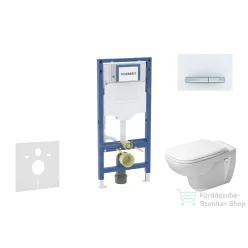   Geberit Duofix falra szerelhető WC szett, Duravit D-Code rimless WC soft close ülőkével, Geberit Sigma 50 alpesi fehér/króm nyomólappal SANI11CP3107