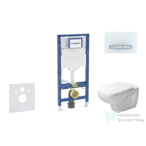 Geberit Duofix falra szerelhető WC szett, Duravit D-Code rimless WC soft close ülőkével, Geberit Sigma 50 alpesi fehér/króm nyomólappal SANI11CP3107