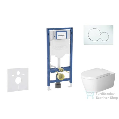 Geberit Duofix falra szerelhető WC szett, Duravit ME by Starck WC soft close ülőkével, Geberit Sigma 01 alpesi fehér nyomólappal SANI11CP3108