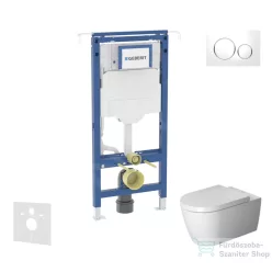   Geberit Duofix falra szerelhető WC szett, Duravit Me By Starck WC soft close ülőkével, Geberit Sigma 20 fehér/króm nyomólappal SANI11CP3110