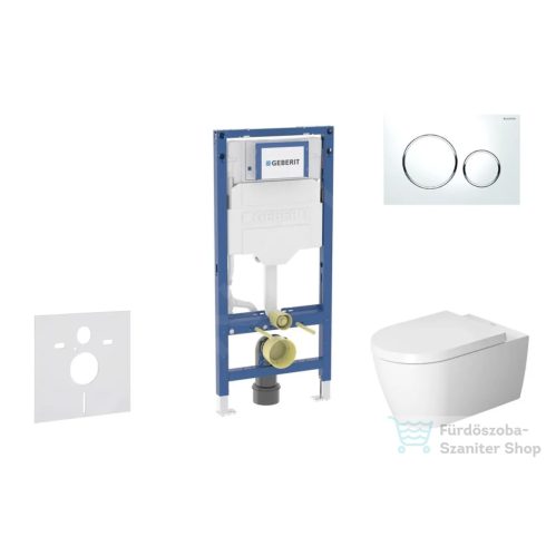 Geberit Duofix falra szerelhető WC szett, Duravit ME by Starck WC soft close ülőkével, Geberit Sigma 20 fehér/króm nyomólappal SANI11CP3111