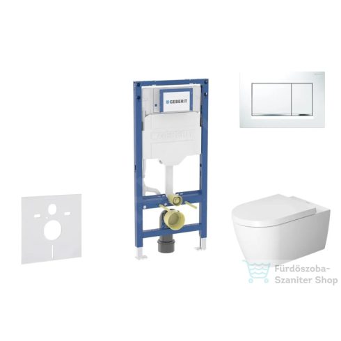 Geberit Duofix falra szerelhető WC szett, Duravit ME by Starck WC soft close ülőkével, Geberit Sigma 30 fehér/króm nyomólappal SANI11CP3112