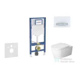   Geberit Duofix falra szerelhető WC szett, Duravit ME by Starck WC soft close ülőkével, Geberit Sigma 30 alpesi fehér/króm nyomólappal SANI11CP3115