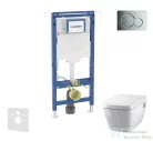 Geberit Duofix falra szerelhető WC szett, Tece Teceone bidés WC soft close ülőkével, Sigma 01 fényes króm nyomólappal SANI11CT1100