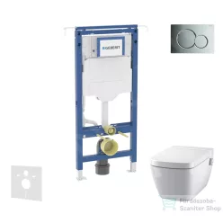   Geberit Duofix falra szerelhető WC szett, Tece Teceone bidés WC soft close ülőkével, Sigma 01 fényes króm nyomólappal SANI11CT1100