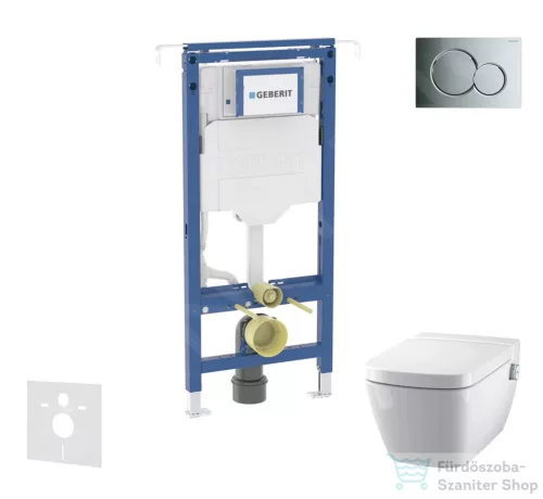 Geberit Duofix falra szerelhető WC szett, Tece Teceone bidés WC soft close ülőkével, Sigma 01 fényes króm nyomólappal SANI11CT1100