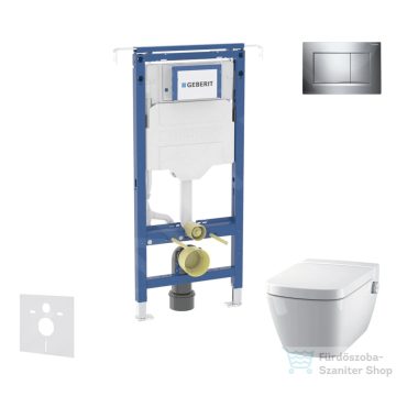   Geberit Duofix falra szerelhető WC szett, Tece Teceone bidés WC soft close ülőkével, Sigma 30 fényes/matt króm nyomólappal SANI11CT1102
