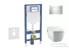 Geberit Duofix falra szerelhető WC szett, Tece Teceone bidés WC soft close ülőkével, Sigma 30 fényes króm nyomólappal SANI11CT1105