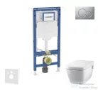 Geberit Duofix falra szerelhető WC szett, Tece Teceone bidés WC soft close ülőkével, Sigma 01 matt króm nyomólappal SANI11CT2100