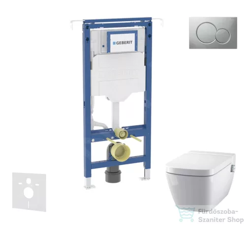 Geberit Duofix falra szerelhető WC szett, Tece Teceone bidés WC soft close ülőkével, Sigma 01 matt króm nyomólappal SANI11CT2100