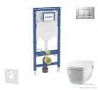 Geberit Duofix falra szerelhető WC szett, Tece Teceone bidés WC soft close ülőkével, Sigma 30 matt/fényes króm nyomólappal SANI11CT2101