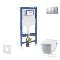   Geberit Duofix falra szerelhető WC szett, Tece Teceone bidés WC soft close ülőkével, Sigma 30 matt/fényes króm nyomólappal SANI11CT2101