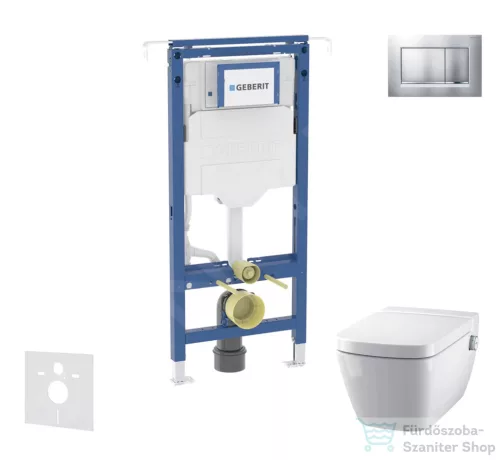 Geberit Duofix falra szerelhető WC szett, Tece Teceone bidés WC soft close ülőkével, Sigma 30 matt/fényes króm nyomólappal SANI11CT2101