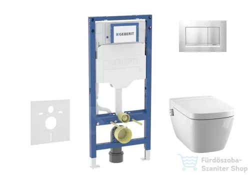 Geberit Duofix falra szerelhető WC szett, Tece Teceone bidés WC soft close ülőkével, Sigma 30 matt/fényes króm nyomólappal SANI11CT2106