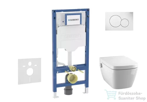 Geberit Duofix falra szerelhető WC szett, Tece Teceone bidés WC soft close ülőkével, Sigma 01 alpesi fehér nyomólappal SANI11CT3100