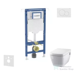   Geberit Duofix falra szerelhető WC szett, Tece Teceone bidés WC soft close ülőkével, Sigma 01 alpesi fehér nyomólappal SANI11CT3101