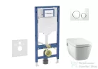 Geberit Duofix falra szerelhető WC szett, Tece Teceone bidés WC soft close ülőkével, Sigma 20 fehér/króm nyomólappal SANI11CT3103