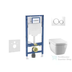   Geberit Duofix falra szerelhető WC szett, Tece Teceone bidés WC soft close ülőkével, Sigma 20 fehér/króm nyomólappal SANI11CT3103