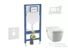 Geberit Duofix falra szerelhető WC szett, Tece Teceone bidés WC soft close ülőkével, Sigma 30 fehér/króm nyomólappal SANI11CT3104