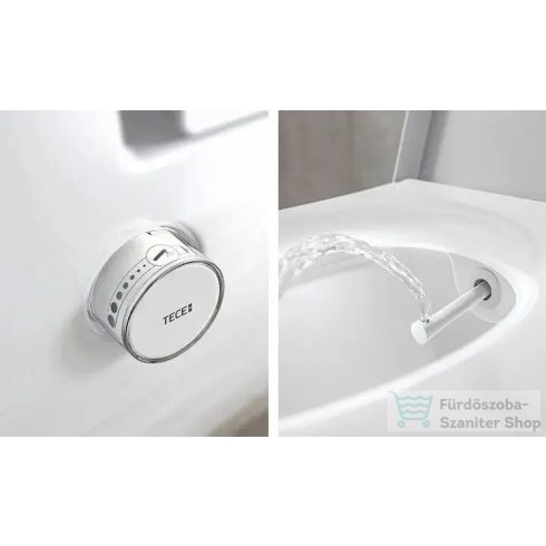 Geberit Duofix falra szerelhető WC szett, Tece Teceone bidés WC soft close ülőkével, Sigma 30 fehér/króm nyomólappal SANI11CT3104