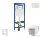 Geberit Duofix falra szerelhető WC szett, Tece Teceone bidés WC soft close ülőkével, Sigma 50 alpesi fehér/króm nyomólappal SANI11CT3106