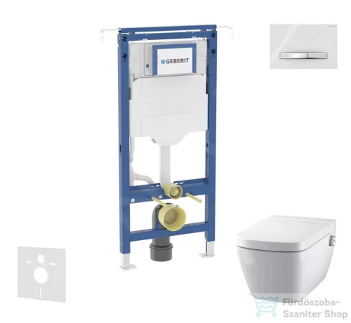 Geberit Duofix falra szerelhető WC szett, Tece Teceone bidés WC soft close ülőkével, Sigma 50 alpesi fehér/króm nyomólappal SANI11CT3106