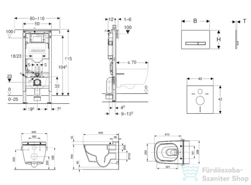 Geberit Duofix falra szerelhető WC szett, Tece Teceone bidés WC soft close ülőkével, Sigma 50 alpesi fehér/króm nyomólappal SANI11CT3106