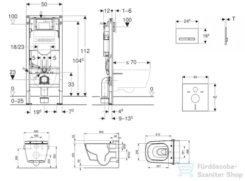 Geberit Duofix falra szerelhető WC szett, Tece Teceone bidés WC soft close ülőkével, Sigma 50 alpesi fehér/króm nyomólappal SANI11CT3107