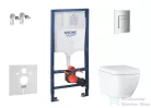Grohe Solido falra szerelhető WC szett, Grohe Euro Ceramic Vortex WC soft close ülőkével, Skate Cosmopolitan króm nyomólappal SANI15BB1105