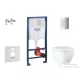 Grohe Solido falra szerelhető WC szett, Grohe Euro Ceramic Vortex WC soft close ülőkével, Skate Cosmopolitan króm nyomólappal SANI15BB1105