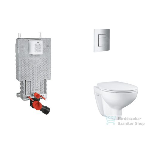 Grohe Uniset falra szerelhető WC szett, Bau Ceramic WC soft close ülőkével, Skate Cosmopolitan króm nyomólappal SANI15BB2101
