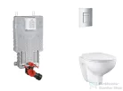 Grohe Uniset falra szerelhető WC szett, Bau Ceramic WC soft close ülőkével, Skate Cosmopolitan matt króm nyomólappal SANI15BB2102