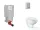 Grohe Uniset falra szerelhető WC szett, Bau Ceramic WC soft close ülőkével, Skate Cosmopolitan csiszolt rozsdamentes acél nyomólappal SANI15BB2103