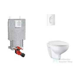   Grohe Uniset falra szerelhető WC szett, Bau Ceramic WC soft close ülőkével, Arena Cosmopolitan alpesi fehér nyomólappal SANI15BB3102