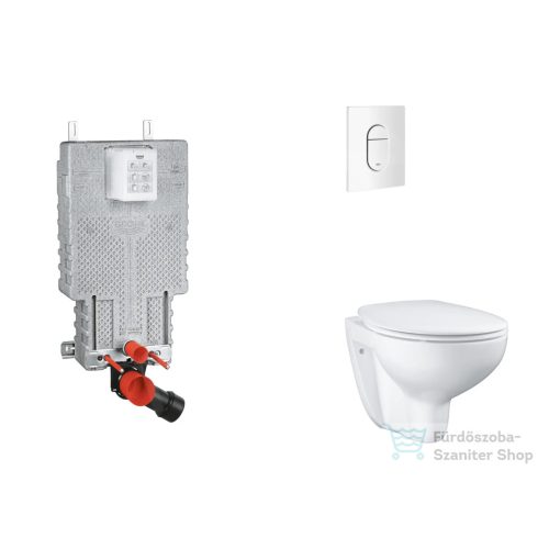 Grohe Uniset falra szerelhető WC szett, Bau Ceramic WC soft close ülőkével, Arena Cosmopolitan alpesi fehér nyomólappal SANI15BB3102