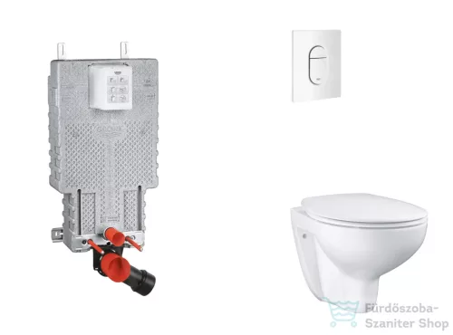 Grohe Uniset falra szerelhető WC szett, Bau Ceramic WC soft close ülőkével, Arena Cosmopolitan alpesi fehér nyomólappal SANI15BB3102