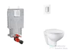Grohe Uniset falra szerelhető WC szett, Bau Ceramic WC soft close ülőkével, Skate Cosmopolitan hold fehér/króm nyomólappal SANI15BB3103