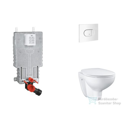 Grohe Uniset falra szerelhető WC szett, Bau Ceramic WC soft close ülőkével, Arena Cosmopolitan alpesi fehér nyomólappal SANI15BB3104
