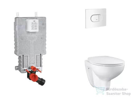 Grohe Uniset falra szerelhető WC szett, Bau Ceramic WC soft close ülőkével, Arena Cosmopolitan alpesi fehér nyomólappal SANI15BB3104