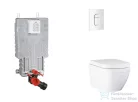 Grohe Uniset falra szerelhető WC szett, Grohe Euro Ceramic Vortex kompakt WC soft close ülőkével, Arena Cosmopolitan alpesi fehér nyomólappal SANI15BB3106