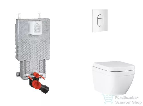 Grohe Uniset falra szerelhető WC szett, Grohe Euro Ceramic Vortex kompakt WC soft close ülőkével, Arena Cosmopolitan alpesi fehér nyomólappal SANI15BB3106