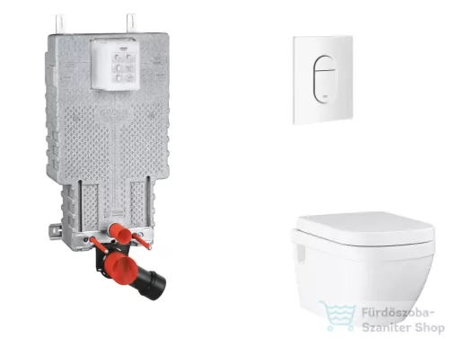 Grohe Uniset falra szerelhető WC szett, Grohe Euro Ceramic WC soft close ülőkével, Arena Cosmopolitan alpesi fehér nyomólappal SANI15BB3110