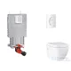 Grohe Uniset falra szerelhető WC szett, Grohe Euro Ceramic WC soft close ülőkével, Arena Cosmopolitan alpesi fehér nyomólappal SANI15BB3110