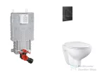 Grohe Uniset falra szerelhető WC szett, Bau Ceramic WC soft close ülőkével, Even phantom black nyomólappal SANI15BB5101