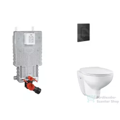   Grohe Uniset falra szerelhető WC szett, Bau Ceramic WC soft close ülőkével, Even phantom black nyomólappal SANI15BB5101