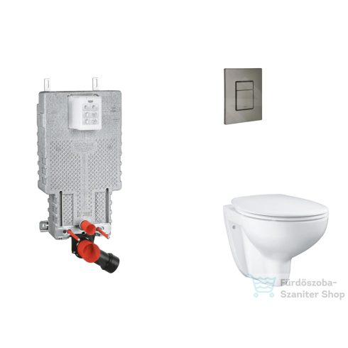Grohe Uniset falra szerelhető WC szett, Bau Ceramic WC soft close ülőkével, Skate Cosmopolitan csiszolt Hard graphite nyomólappal SANI15BB5102